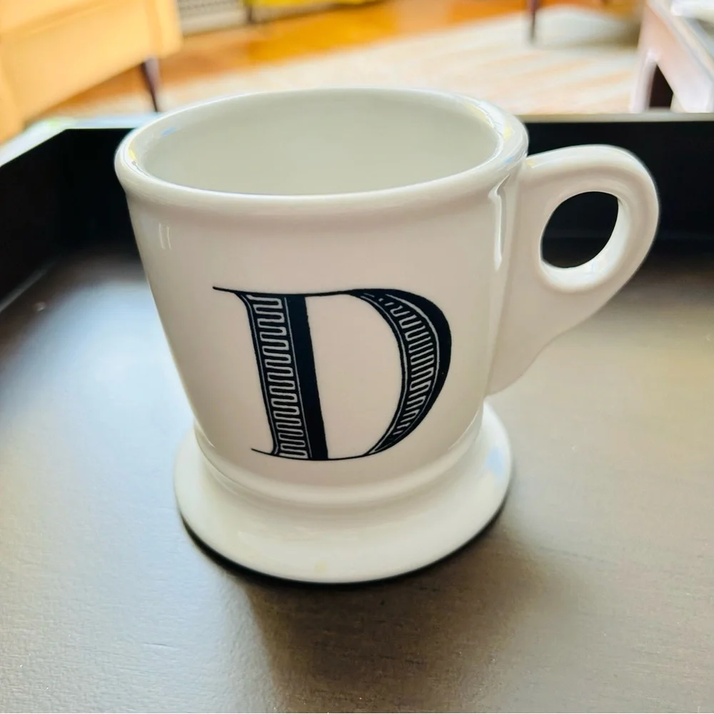 Anthropologie D Initial Mug black white coffee monogram